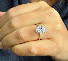 Load image into Gallery viewer, Oval Shape Simulated Diamonds And Round Cut Sides Engagement Ring Wedding Ring Inner Halo 3.15ctw Bridal Ring Set In 14K Solid White Gold