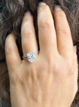 Load image into Gallery viewer, Oval Shape Simulated Diamonds And Round Cut Sides Engagement Ring Wedding Ring Inner Halo 3.15ctw Bridal Ring Set In 14K Solid White Gold