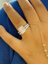 Load image into Gallery viewer, Rectangular Radiant Cut Simulated Diamonds Engagement Ring And Matching Band Women's Propose Bridal Set Inner Halo 14K Solid White Gold 5.20