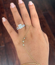 Load image into Gallery viewer, Rectangular Radiant Cut Simulated Diamonds Engagement Ring And Matching Band Women's Propose Bridal Set Inner Halo 14K Solid White Gold 5.20