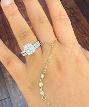 Load image into Gallery viewer, Rectangular Radiant Cut Simulated Diamonds Engagement Ring And Matching Band Women's Propose Bridal Set Inner Halo 14K Solid White Gold 5.20