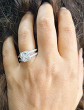 Load image into Gallery viewer, Asscher Cut and Round Cut Sides Simulated Diamonds Engagement Ring Inner Halo Wedding Ring Split Shank Bridal Ring 14K Solid White Gold 2.65