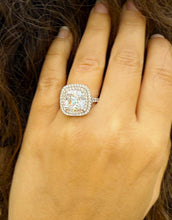 Load image into Gallery viewer, Cushion Cut And Round Cut Diamond Engagement Ring IGI Certified 14k Solid White Gold Double Halo Wedding ring Split shank Bridal Ring 5.00ct