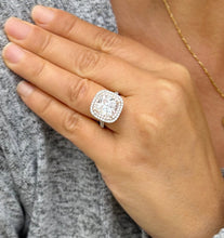 Load image into Gallery viewer, Cushion Cut And Round Cut Diamond Engagement Ring IGI Certified 14k Solid White Gold Double Halo Wedding ring Split shank Bridal Ring 5.00ct