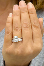 Load image into Gallery viewer, Elongated Cushion Cut and Round Cut Sides Simulated Diamonds Engagement Ring And Matching Band 14K Solid Yellow Gold Wedding Set 6.50ctw