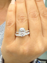 Load image into Gallery viewer, Elongated Cushion Cut and Round Cut Sides Simulated Diamonds Engagement Ring And Matching Band 14K Solid Yellow Gold Wedding Set 6.50ctw