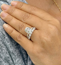 Load image into Gallery viewer, Elongated Cushion Cut and Round Cut Sides Simulated Diamonds Engagement Ring And Matching Band 14K Solid Yellow Gold Wedding Set 6.50ctw