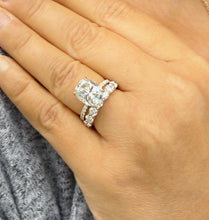 Load image into Gallery viewer, Elongated Cushion Cut and Round Cut Sides Simulated Diamonds Engagement Ring And Matching Band 14K Solid Yellow Gold Wedding Set 6.50ctw