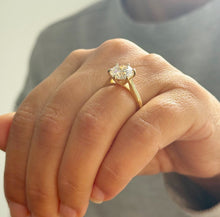 Load image into Gallery viewer, Crown Style Six Prong Setting Engagement Ring Solitaire Ring In 14K Solid Yellow Gold Round Cut Simulated Diamonds Wedding Ring 3.00ct 9.0mm