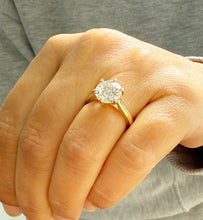 Load image into Gallery viewer, Crown Style Six Prong Setting Engagement Ring Solitaire Ring In 14K Solid Yellow Gold Round Cut Simulated Diamonds Wedding Ring 3.00ct 9.0mm