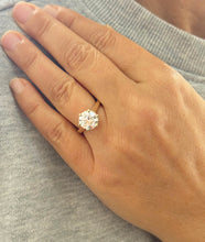 Load image into Gallery viewer, Crown Style Six Prong Setting Engagement Ring Solitaire Ring In 14K Solid Yellow Gold Round Cut Simulated Diamonds Wedding Ring 3.00ct 9.0mm