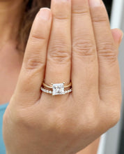 Load image into Gallery viewer, Princess Cut Simulated Diamond Engagement Ring Solitaire And Matching Band Wedding Set Solid 14K Solid Yellow Gold Bridal Set 2.25ctw