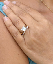 Load image into Gallery viewer, Princess Cut Simulated Diamond Engagement Ring Solitaire And Matching Band Wedding Set Solid 14K Solid Yellow Gold Bridal Set 2.25ctw