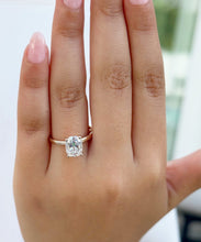 Load image into Gallery viewer, Solitaire Rectangular Cushion Cut Moissanite Engagement Ring Four Prong Wedding Ring Minimalist Bridal Propose Ring 14K Solid Rose Gold 2.00