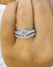 Load image into Gallery viewer, Round Cut Moissanites Engagement Ring And Matching Band Set Antique Style Wedding Set Women's Propose Bridal Set 14K Solid White Gold 1.65ct