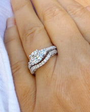 Load image into Gallery viewer, Round Cut Moissanites Engagement Ring And Matching Band Set Antique Style Wedding Set Women's Propose Bridal Set 14K Solid White Gold 1.65ct