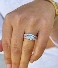 Load image into Gallery viewer, Round Cut Moissanites Engagement Ring And Matching Band Set Antique Style Wedding Set Women's Propose Bridal Set 14K Solid White Gold 1.65ct