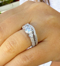 Load image into Gallery viewer, Round Cut Moissanites Engagement Ring And Matching Band Set Antique Style Wedding Set Women's Propose Bridal Set 14K Solid White Gold 1.65ct