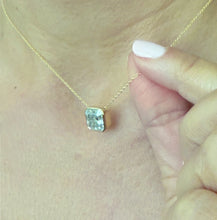 Load image into Gallery viewer, Asscher Cut Moissanite Bezel Set Solitaire Necklace And Chain In Dainty Minimalist 14k Solid Yellow Gold Pendant Bridal Wedding Gift 3.00ct