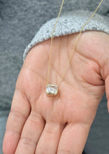Load image into Gallery viewer, Asscher Cut Moissanite Bezel Set Solitaire Necklace And Chain In Dainty Minimalist 14k Solid Yellow Gold Pendant Bridal Wedding Gift 3.00ct
