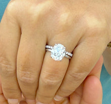 Load image into Gallery viewer, Oval Cut Diamond Engagement Ring And Matching Band Solitaire Ring IGI Certified 14k Solid White Gold Bridal Ring Wedding Ring 5.30ctw G-VS2