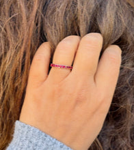 Load image into Gallery viewer, Round Cut Natural Ruby Half Eternity Band Set In Yellow Gold Channel Set Wedding Band Anniversary Band Women's Bridal Ruby Band Gift 0.50ctw