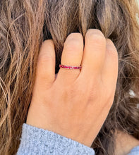 Load image into Gallery viewer, Round Cut Natural Ruby Half Eternity Band Set In Yellow Gold Channel Set Wedding Band Anniversary Band Women's Bridal Ruby Band Gift 0.50ctw