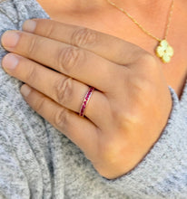 Load image into Gallery viewer, Round Cut Natural Ruby Half Eternity Band Set In Yellow Gold Channel Set Wedding Band Anniversary Band Women's Bridal Ruby Band Gift 0.50ctw