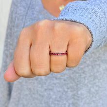 Load image into Gallery viewer, Round Cut Natural Ruby Half Eternity Band Set In Yellow Gold Channel Set Wedding Band Anniversary Band Women's Bridal Ruby Band Gift 0.50ctw