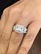 Load image into Gallery viewer, Princess And Round And Marquee Cut Simulated Diamonds Engagement Ring 14K Solid White Gold Halo Style Filigree Design Wedding Ring 3.75ctw