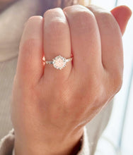 Load image into Gallery viewer, Round Cut And Baguettes Cut Sides Simulated Diamonds Engagement Ring Prong Set Wedding Ring Minimalist Bridal Ring 14K Solid White Gold 2.15