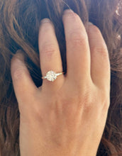 Load image into Gallery viewer, Round Cut And Baguettes Cut Sides Simulated Diamonds Engagement Ring Prong Set Wedding Ring Minimalist Bridal Ring 14K Solid White Gold 2.15
