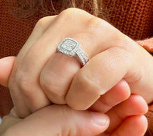 Load image into Gallery viewer, Cushion Cut And Round Cut Diamond Engagement Ring And Band IGI Certified 14k White Solid Gold Wedding Set Bezel Style Bridal Set 2.50ctw