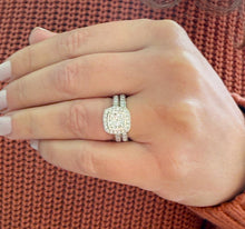 Load image into Gallery viewer, Cushion Cut And Round Cut Diamond Engagement Ring And Band IGI Certified 14k White Solid Gold Wedding Set Bezel Style Bridal Set 2.50ctw