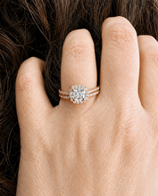 Load image into Gallery viewer, Cushion Cut And Round Cut Sides Moissanites Engagement Ring And Matching Band Wedding Set Halo Style Bridal Set 14K Rose Gold 1.60ctw