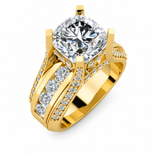 Load image into Gallery viewer, Cushion Cut And Round Cut Sides Diamond Engagement Ring IGI Certified 14k Solid Yellow Gold Hidden Halo Wedding Ring Bridal Ring 4.50 G-VS2