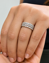 Load image into Gallery viewer, Round Cut Simulated Diamonds Three piece Eternity Band Engagement Band Filigree 14K White Gold Wedding Band Bridal Anniversary Band 0.60ctw