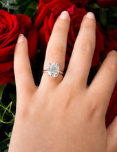 Load image into Gallery viewer, Oval Shape Simulated Diamonds Engagement Ring Solitaire Set Wedding Ring Four Prong Setting 5.00ct Bridal Ring Set In 14K Solid Yellow Gold
