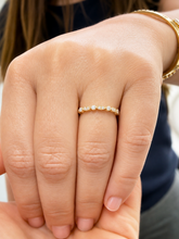 Load image into Gallery viewer, Round Cut Simulated Diamonds Half Eternity Band Engagement Band Filigree 14K Solid Yellow Gold Wedding Band Bridal Anniversary Band 0.15ctw
