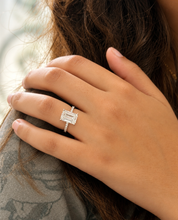 Load image into Gallery viewer, Emerald Cut Center And Round Cut Moissanites Engagement Ring Set In 14K Solid White Gold Wedding Bridal Ring Set 2.30ctw