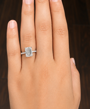 Load image into Gallery viewer, Emerald Cut Center And Round Cut Moissanites Engagement Ring Set In 14K Solid White Gold Wedding Bridal Ring Set 2.30ctw