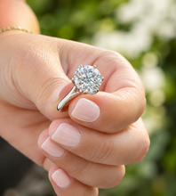Load image into Gallery viewer, Crown Setting Style Solitaire Round Cut Simulated Diamond Engagement Ring Split Shank Wedding Ring 14K Solid White Gold Bridal Ring 3.00ct