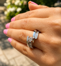 Load image into Gallery viewer, IGI Certified 14k Solid And Heavy White Gold Princess Cut Diamond Engagement Ring And Matching Bands Tension Set Wedding Set 1.50ctw F-VS2