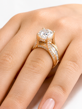 Load image into Gallery viewer, Cushion Cut And Round Cut Sides Diamond Engagement Ring IGI Certified 14k Solid Yellow Gold Hidden Halo Wedding Ring Bridal Ring 4.50 G-VS2