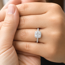 Load image into Gallery viewer, IGI Certified Cushion Cut And Round Cut Sides Diamond Engagement Ring Halo Style Bridal Ring Women's Wedding Ring 14k Solid White Gold 2.00