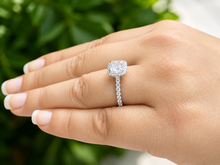 Load image into Gallery viewer, IGI Certified Cushion Cut And Round Cut Sides Diamond Engagement Ring Halo Style Bridal Ring Women's Wedding Ring 14k Solid White Gold 2.00