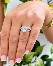Load image into Gallery viewer, Elongated Cushion And Round Cut Moissanite Engagement Ring And Matching Band Set In 14K Solid White Gold Wedding Ring And Band Set 6.00ctw