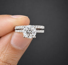 Load image into Gallery viewer, Round Cut Diamond Engagement Ring And Matching Band Inner Halo IGI Certified Wedding Set 14k White Gold Women's Bridal Set 2.10ctw
