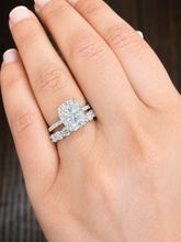 Load image into Gallery viewer, Elongated Cushion And Round Cut Moissanite Engagement Ring And Matching Band Set In 14K Solid White Gold Wedding Ring And Band Set 6.00ctw
