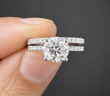 Load image into Gallery viewer, Round Cut Diamond Engagement Ring And Matching Band Inner Halo IGI Certified Wedding Set 14k White Gold Women's Bridal Set 2.10ctw